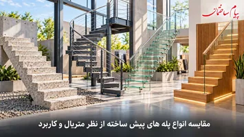 عکس مقایسه انواع پله های پیش ساخته از نظر متریال و کاربرد 19007