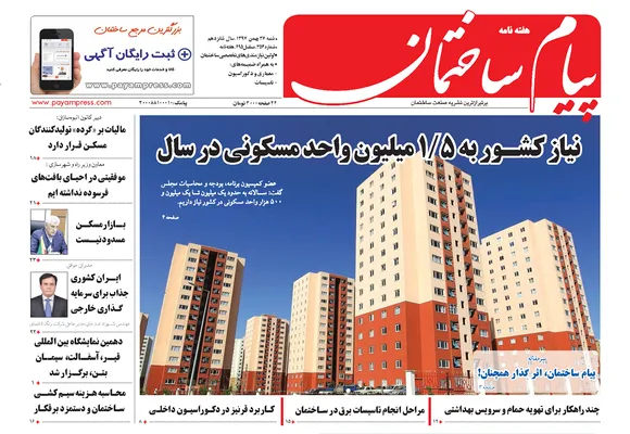 عکس نیاز کشور به 1/5 میلیون واحد مسکونی در سال 244