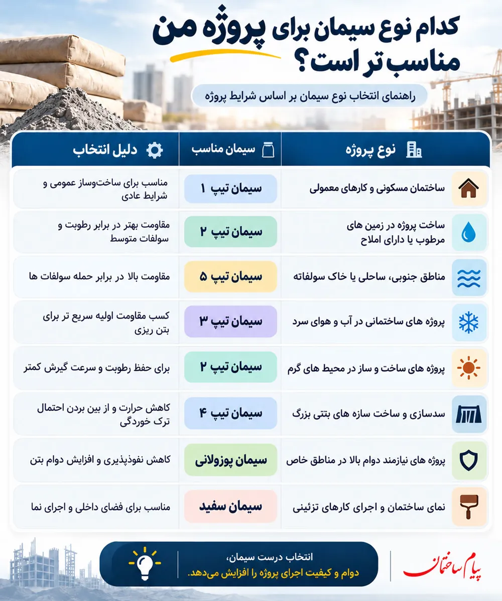 کدام نوع سیمان برای پروژه من مناسب تر است؟