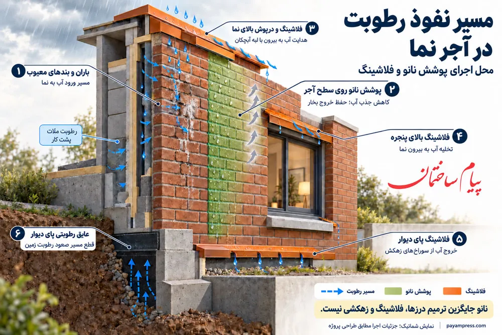 مسیر نفوذ رطوبت در آجر و عایق